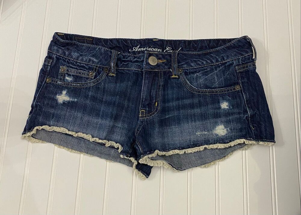 American Eagle Super Short Y2K Jean Shorts Sz 6